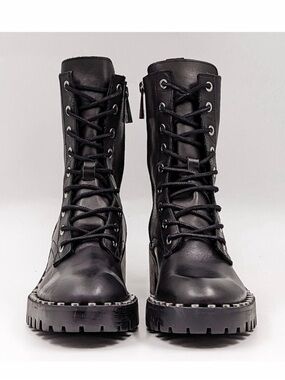 Zara Black Lace-Up Platform Combat Boots